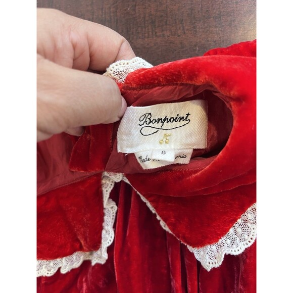 Bonpoint Baby Girl Velvet Red Party Dress. Size 24 months Christmas Holidays - Picture 6 of 8